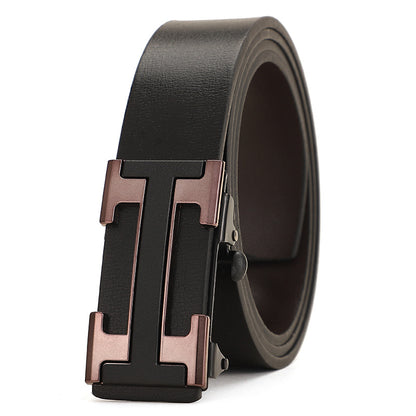 Men's Leather Inner Wear Pattern Toothless Automatic Buckle Belts