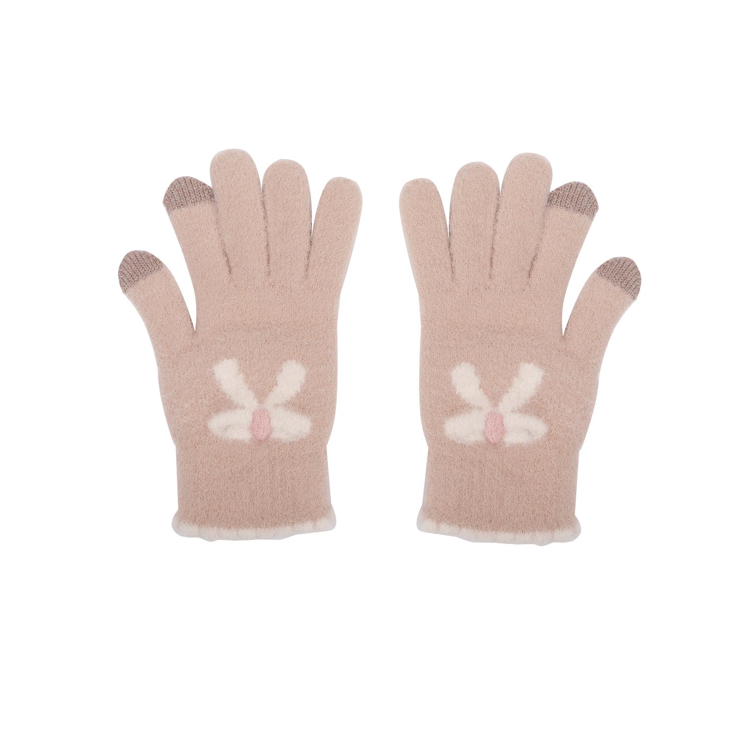 Women's Cycling Warm Plush Finger Fleece-lined Touch Screen Bow Gloves