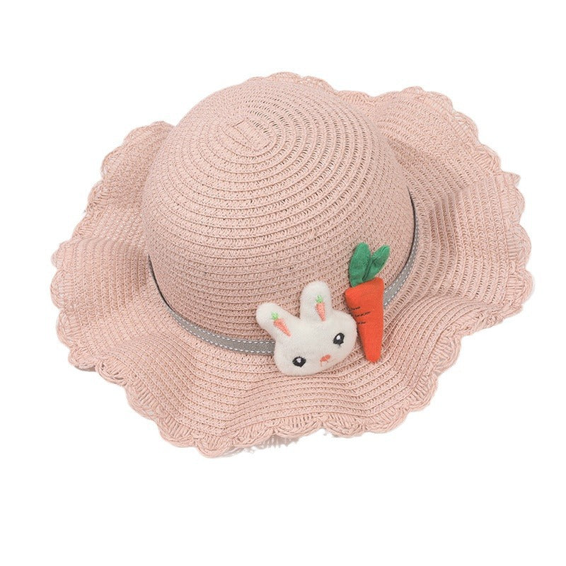 Children's Straw Hat Summer Sun Protection Bag Set Korean Style Kids' Headwear