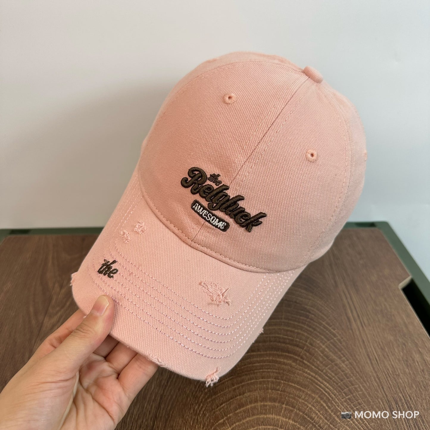 Women's Crown Baseball Ripped Brim Embroidered Korean Hats & Caps