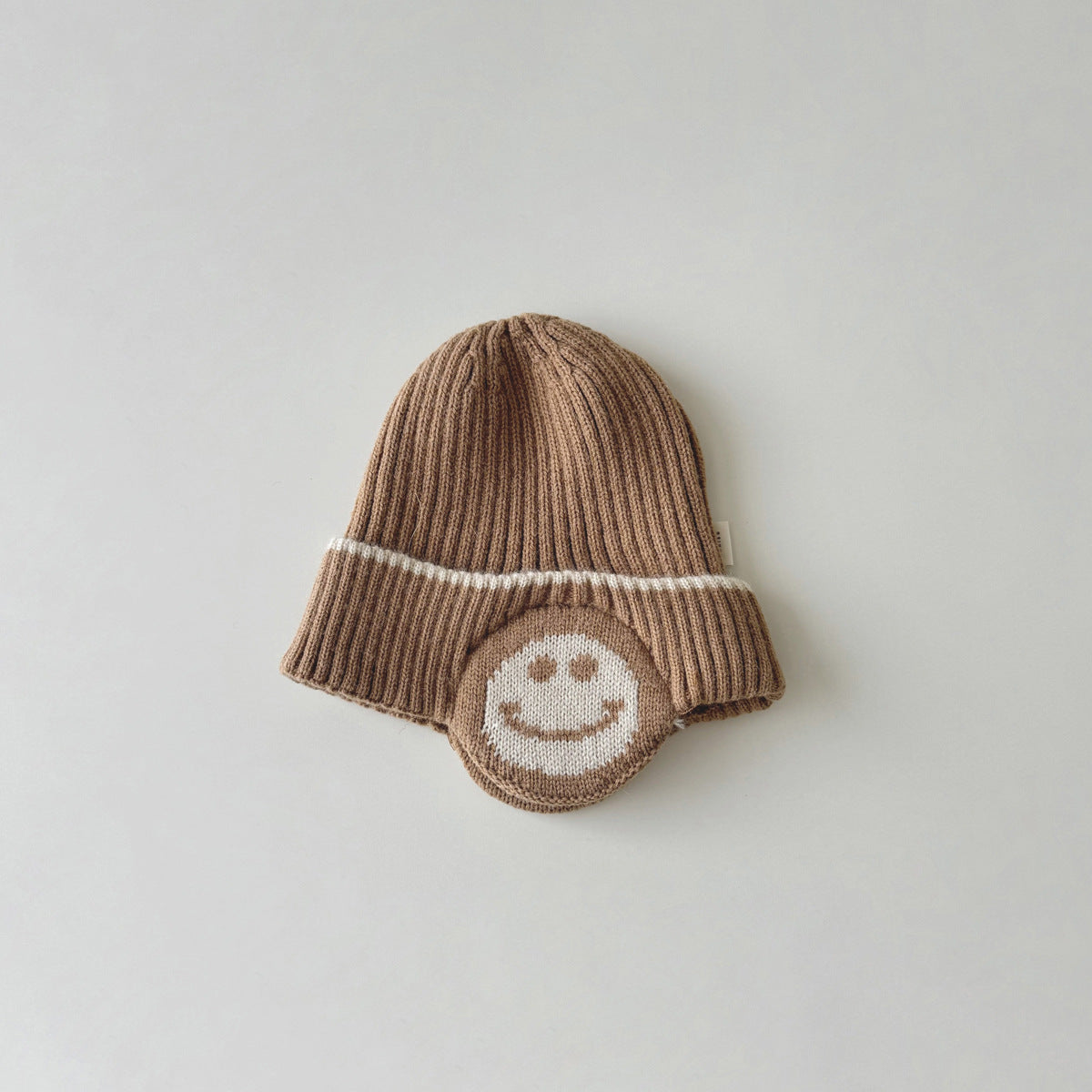 Children's Hat Knitted Smiley Face Earflaps Warm Kids' Headwear