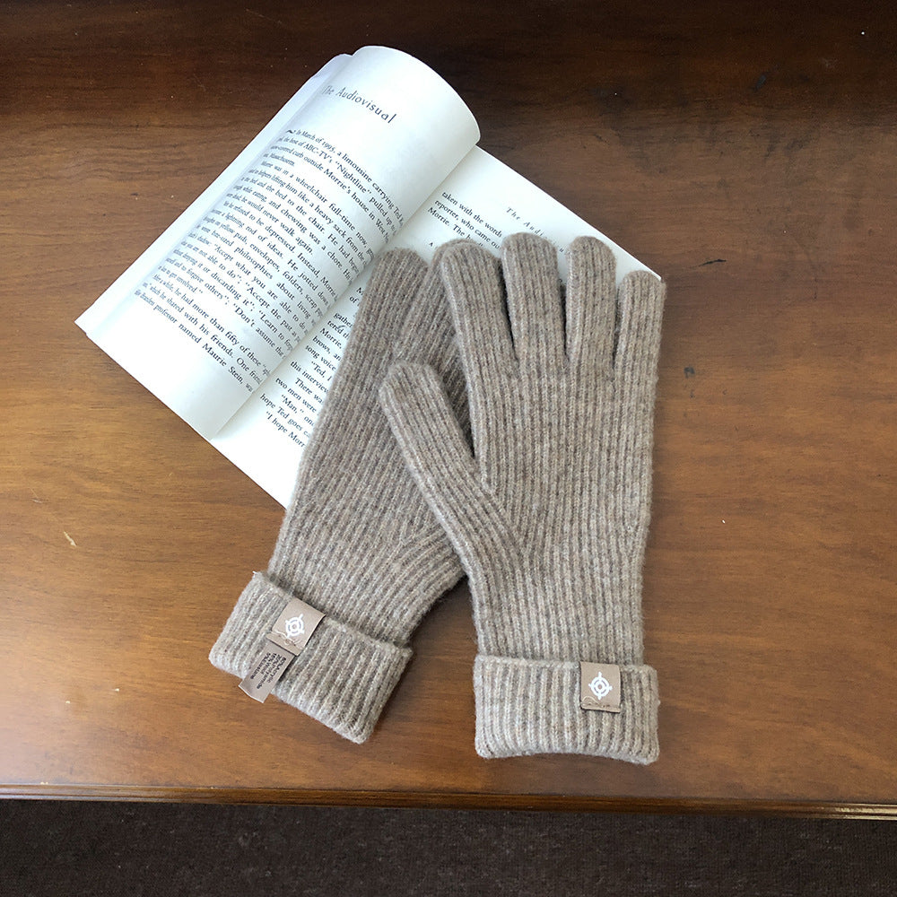 Surrogate Shopping Wool Solid Color Five Finger Gloves