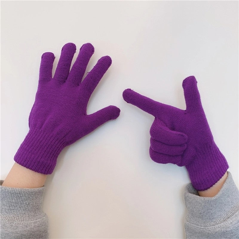 Women's Korean Minority Simple Solid Color Sweet Girly Gloves