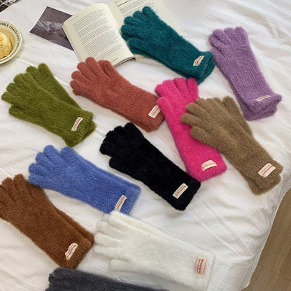 Women's Korean Finger Exposed Touch Screen Mobile Gloves