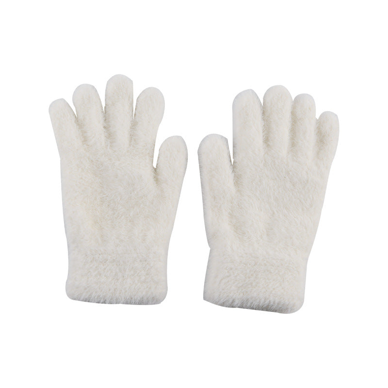 Cycling Faux Rabbit Fur Plush Female Winter Gloves