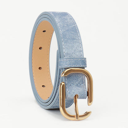 Women's Fashion Faux Denim Leather Pin Buckle Clothing Belts