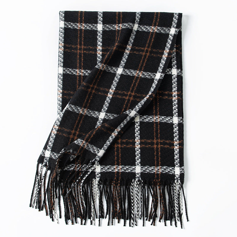 Style Sweet Warm Artificial Cashmere Plaid Couple Scarfs