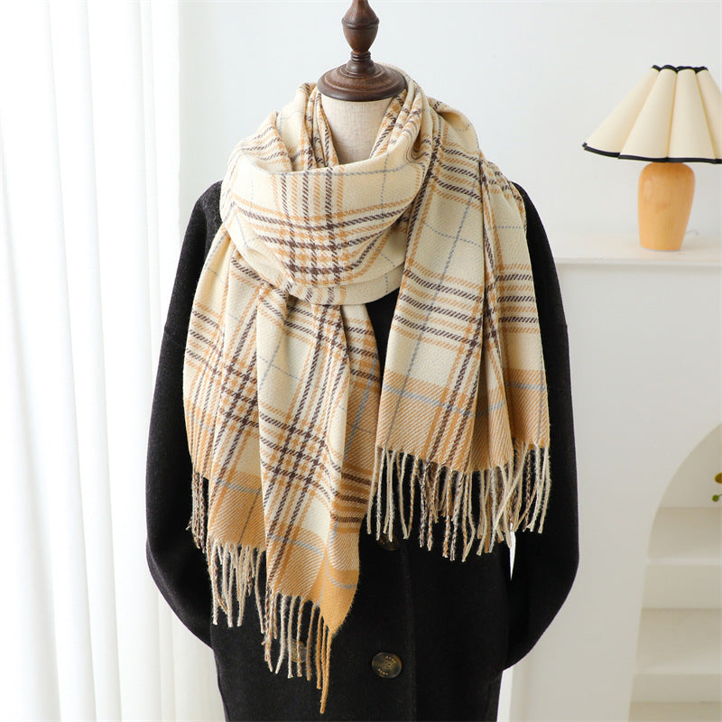 Style Plaid Winter Male Female Thickened Scarfs