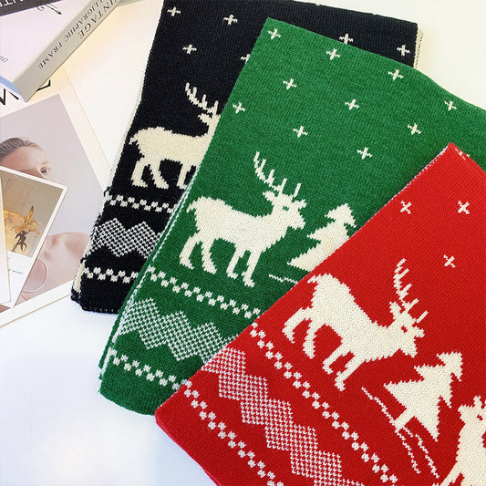 Women's Korean Style Deer Plush Double-sided Warm Scarfs