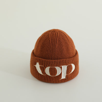 Children's Korean Style Warm Knitted Simple Embroidery Western Boys Kids' Headwear