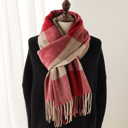 Style Plaid Winter Male Female Thickened Scarfs