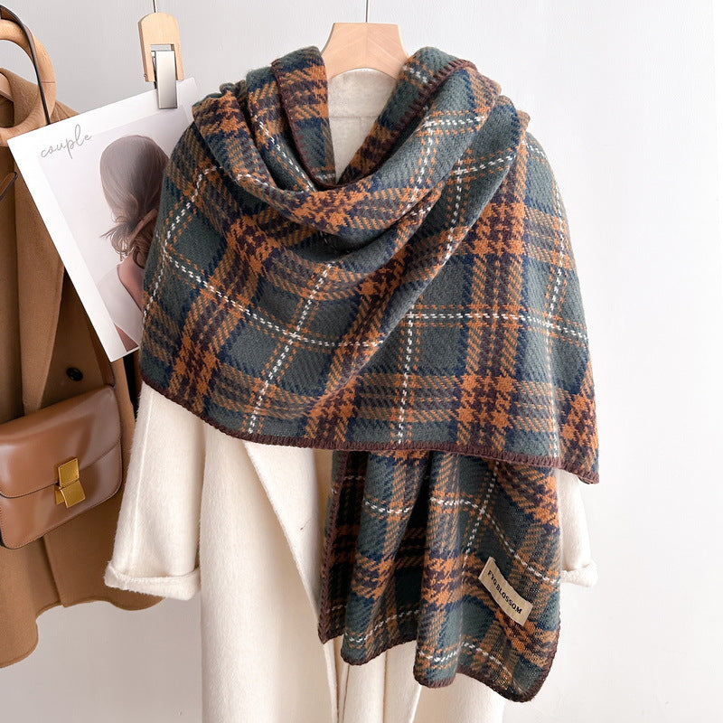 Sweet Pink Plaid Soft Glutinous Winter Scarfs