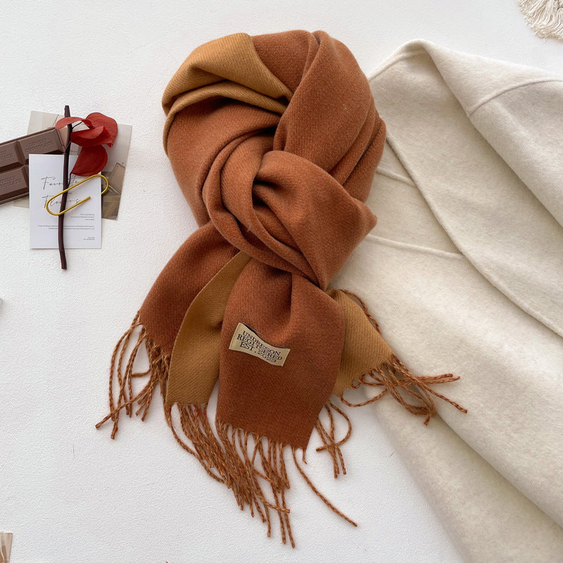 Color Artificial Cashmere Female Winter Korean Thick Warm Scarfs