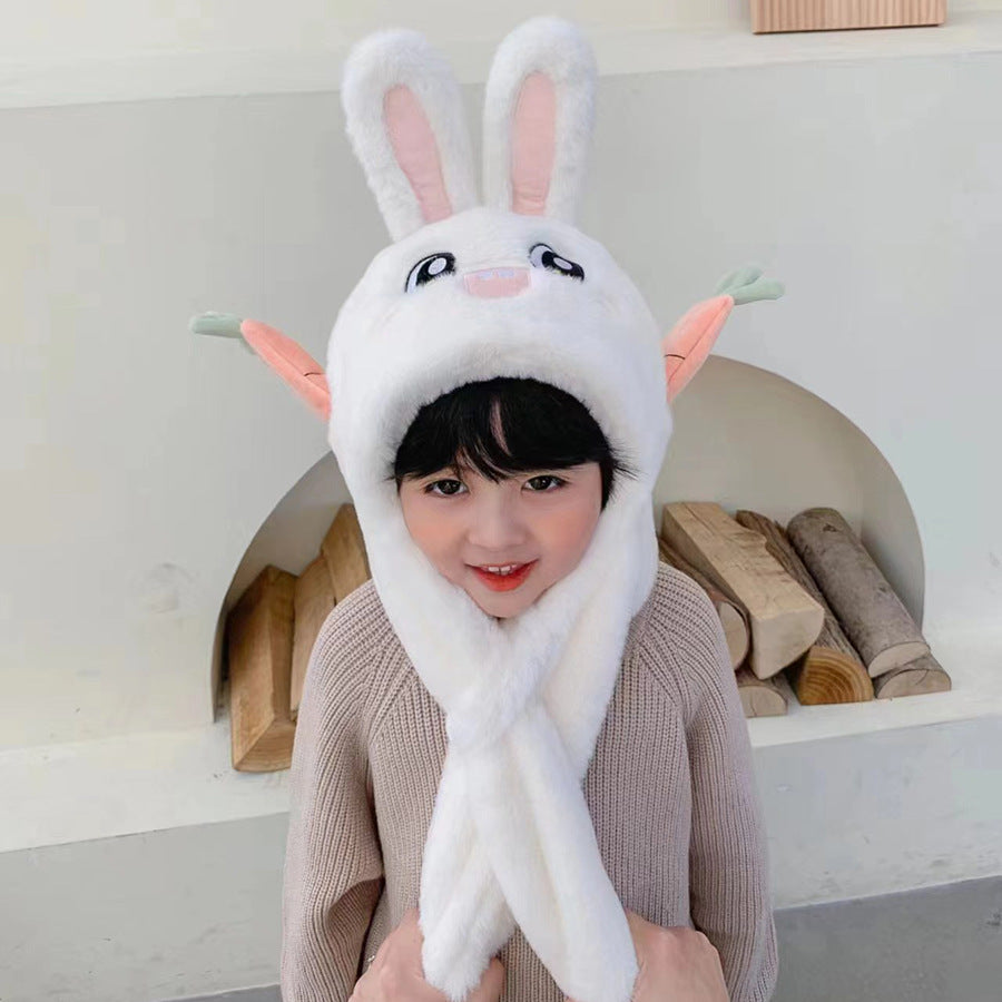 Children's Ears Moving Plush Bonnet One-piece Will Kids' Headwear