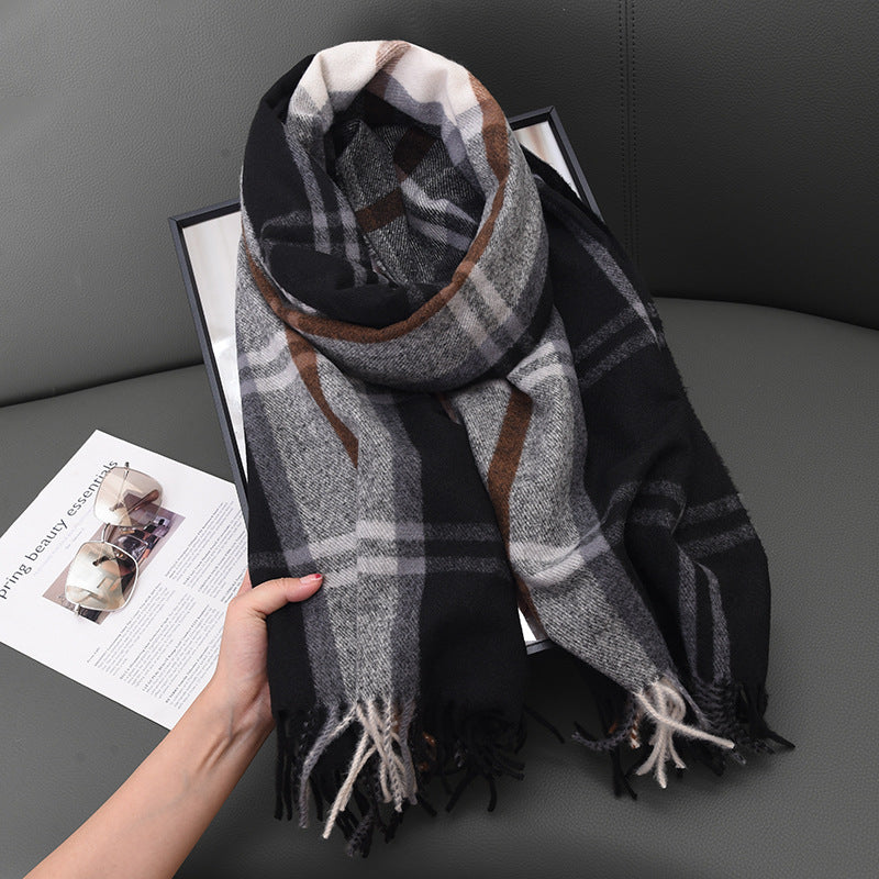 Women's High-grade Warm Elegant Plaid Shawl Scarfs