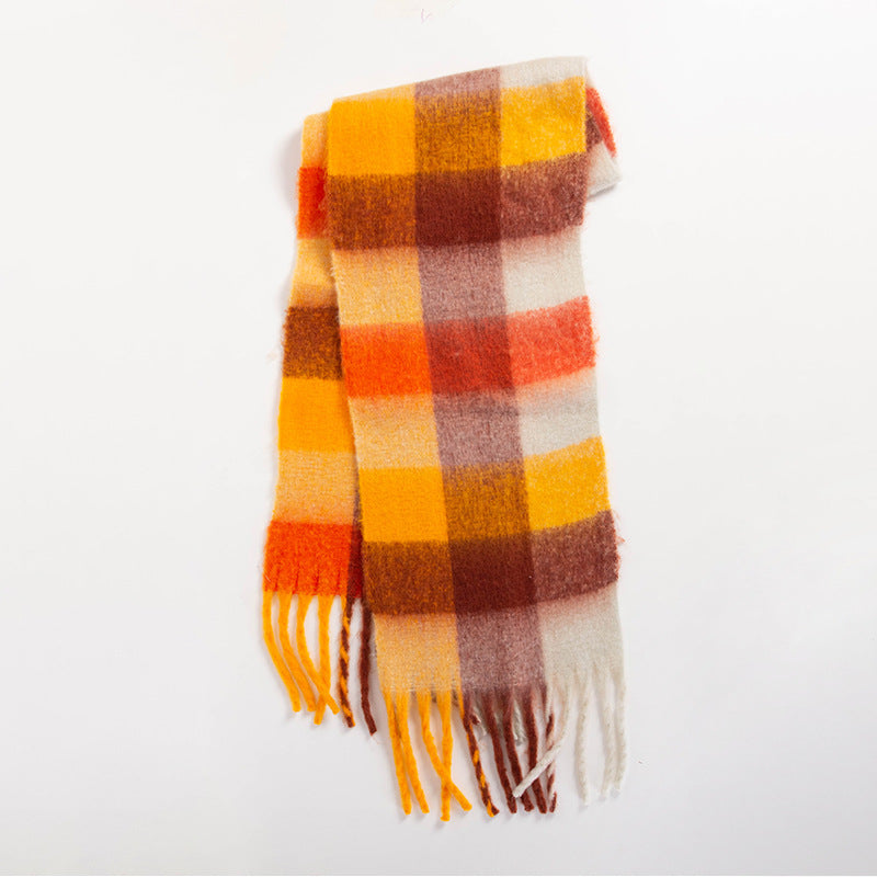 Colorful Plaid Striped Thick Braid Mohair Scarfs