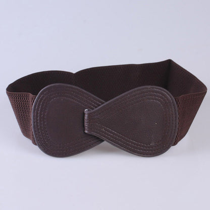 Women's Red Elastic Waist Seal Wide Bow Belts