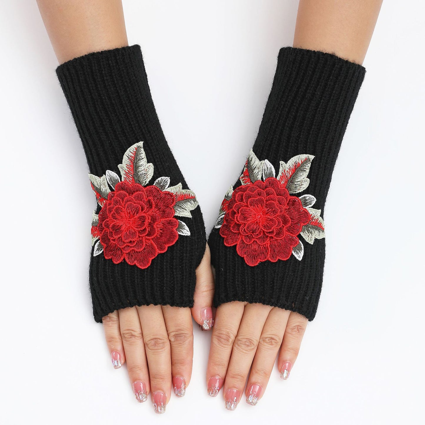 Women's Half Finger Fingerless Fashionable Warm Short Gloves