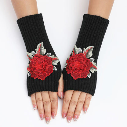 Women's Half Finger Fingerless Fashionable Warm Short Gloves