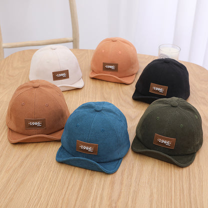 Children's Solid Color Letter Label Soft Brim Peaked Hip Hop Kids' Headwear