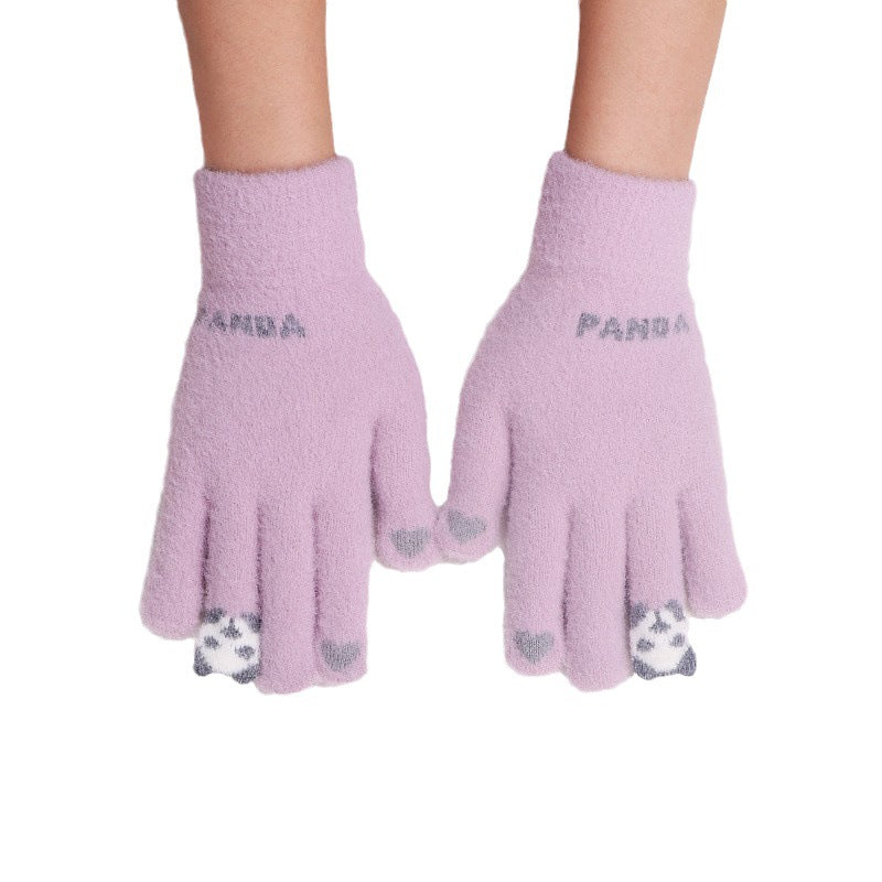 Plush Winter Cycling Knitted Cute Touch Gloves