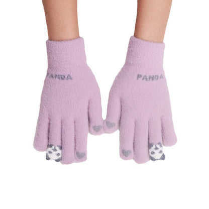 Plush Winter Cycling Knitted Cute Touch Gloves