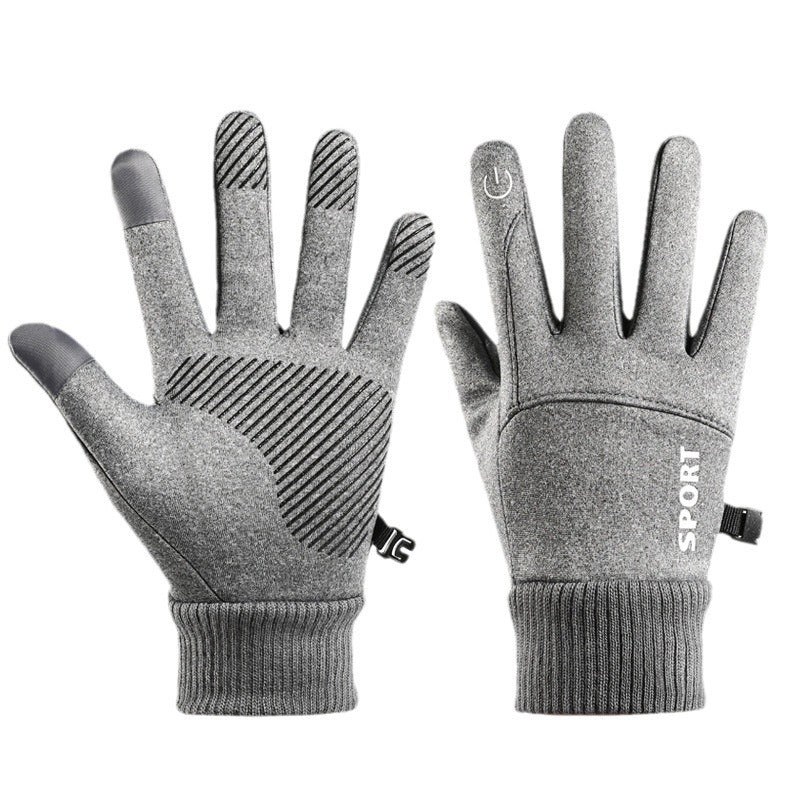 Men's Cycling Winter Outdoor Fleece-lined Warm Water-repellent Gloves