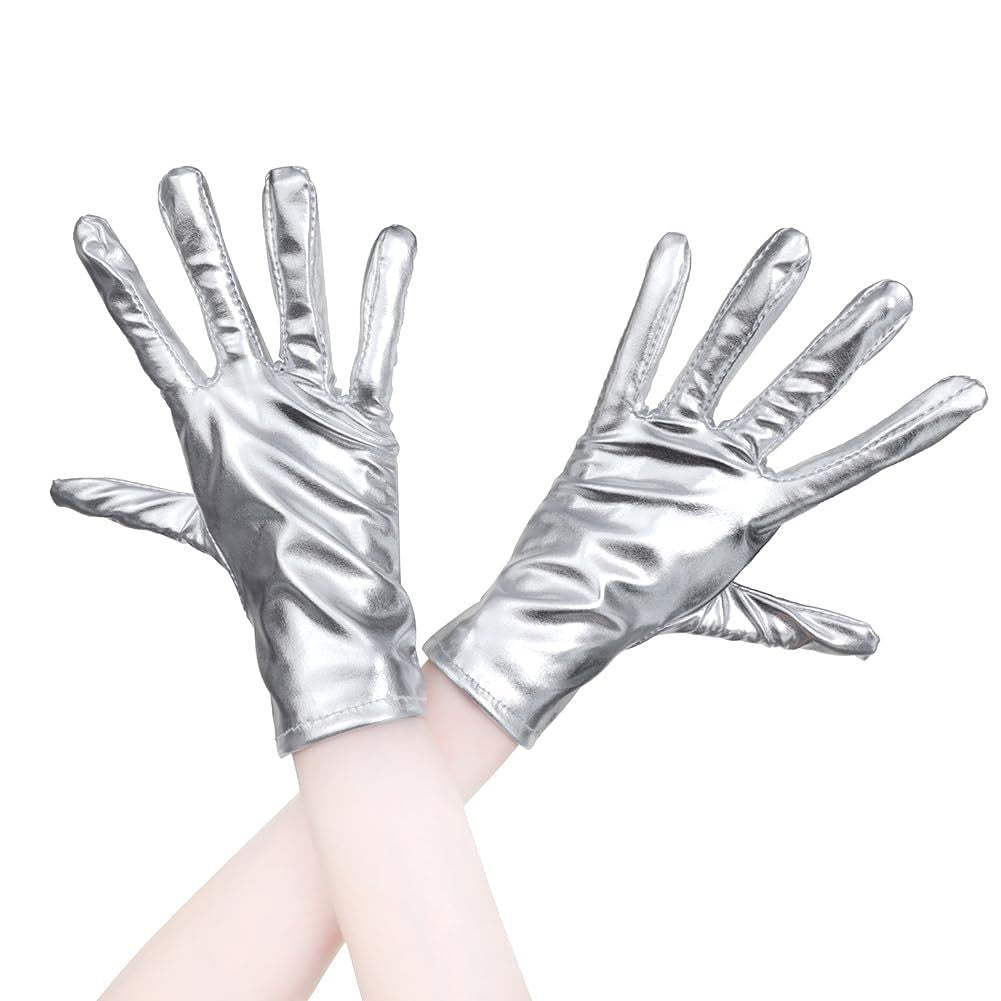 Skin Play Punk Short Patent Leather Gloves