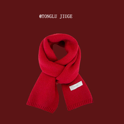 Women's Red Winter Plaid Korean Style Versatile Scarfs