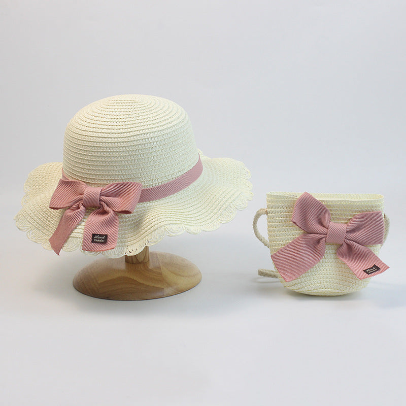 Children's Hat Straw Bow Sweet Cute Sun Kids' Headwear