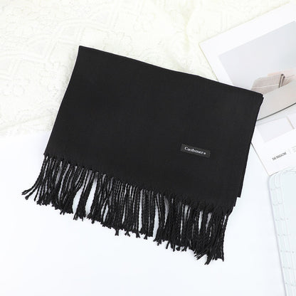 Solid Color Thickened Warm Embroidery Korean Scarfs