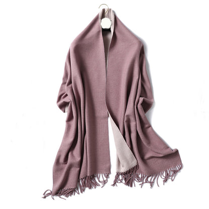 Women's & Men's Cashmere Winter Thickened Warm Double-sided Two-color Scarfs