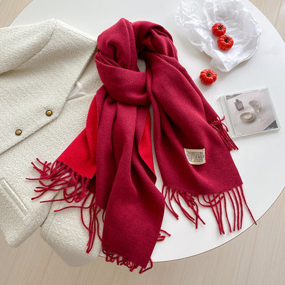 Women's Korean Double-sided Artificial Cashmere Pure Color Warm Scarfs