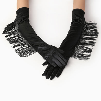 Tassel Long Satin Latin Dance For Gloves