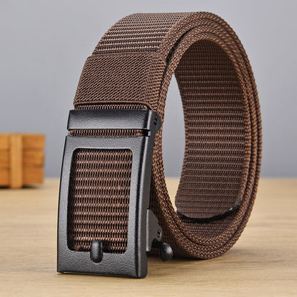 Men's Iron Automatic Buckle Nylon Waistband Outdoor Belts