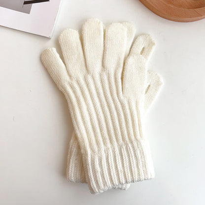 Women's Korean Style Vertical Jacquard Knitted Warm Winter Gloves