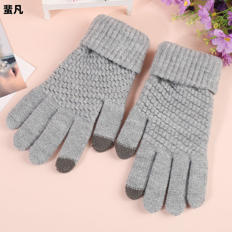 School Riding Junior Boys Cycling Writing Wool Knitted Gloves