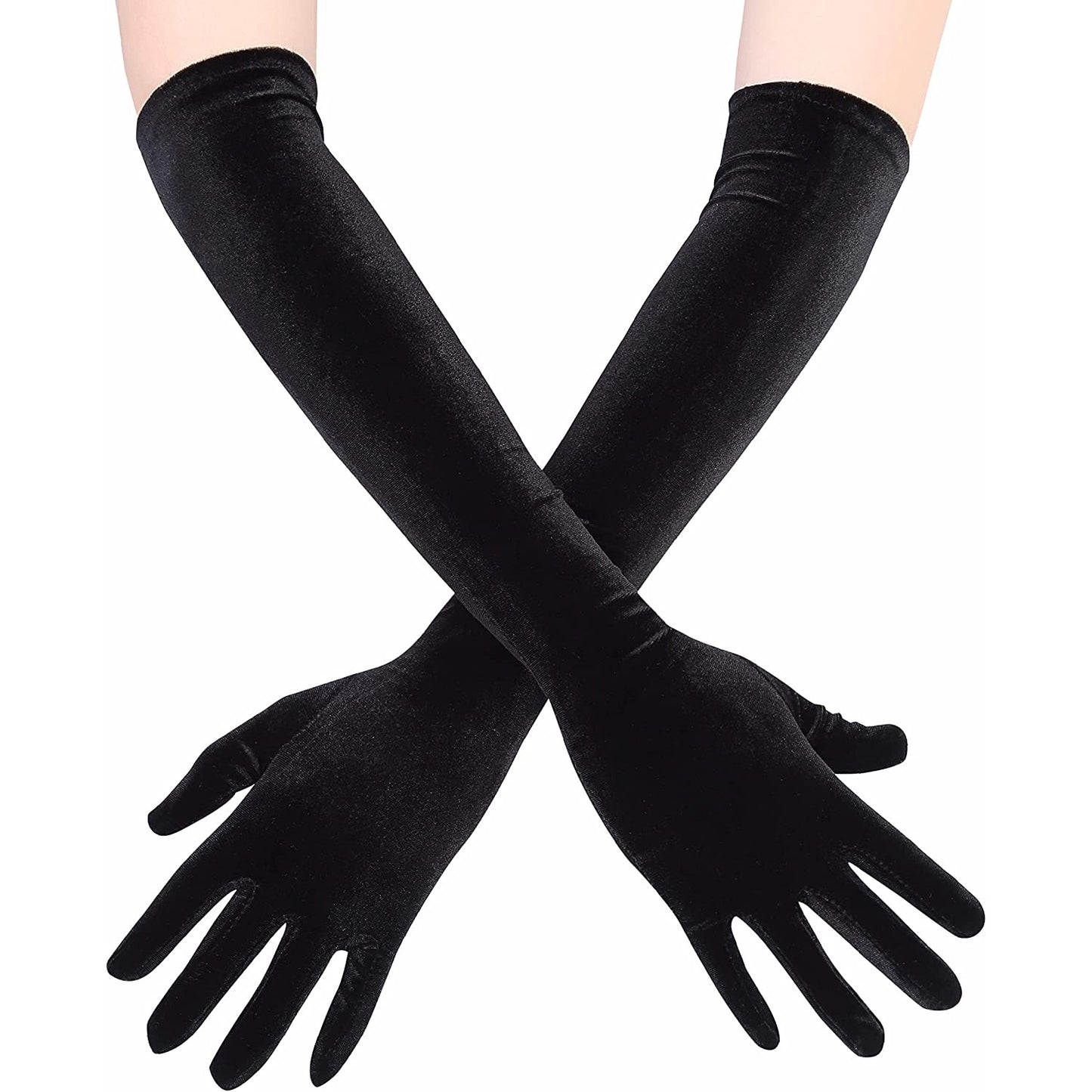 Black Warm Gold Veet Long Finger Gloves