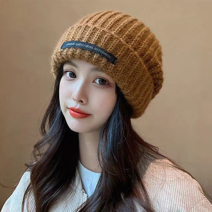 Women's Fashion Woolen Warm Beanie Loose Big Head Hats & Caps