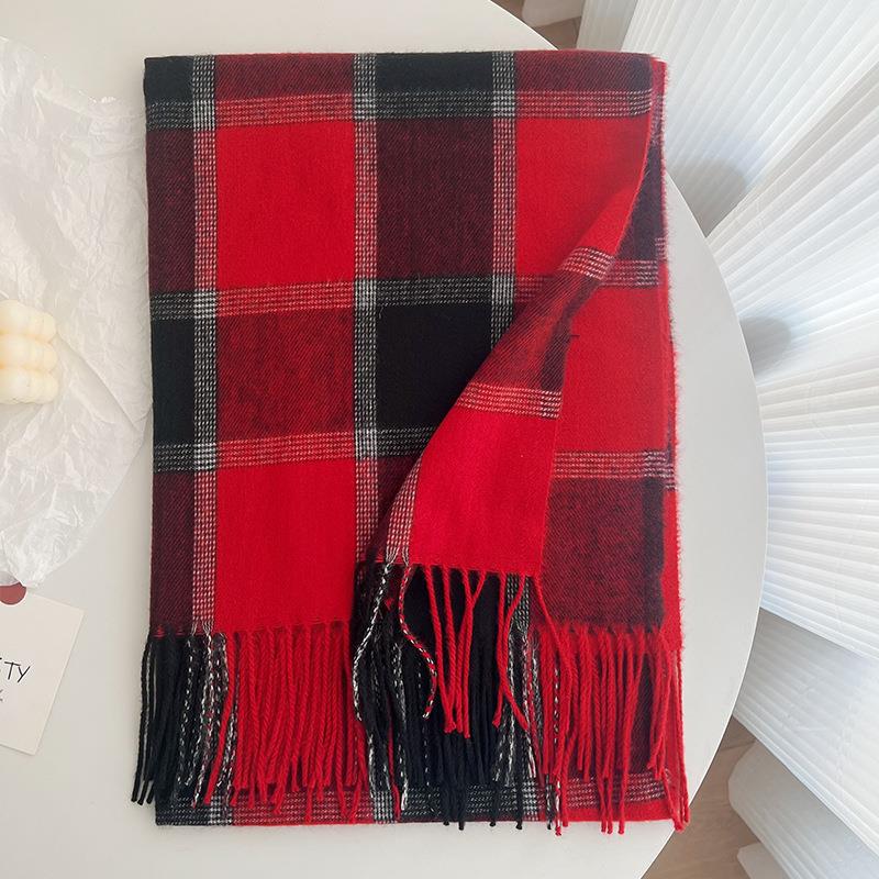 Women's & Men's Korean Style Winter Cashmere Vintage Plaid Scarfs