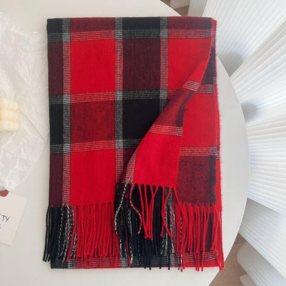 Women's & Men's Korean Style Winter Cashmere Vintage Plaid Scarfs