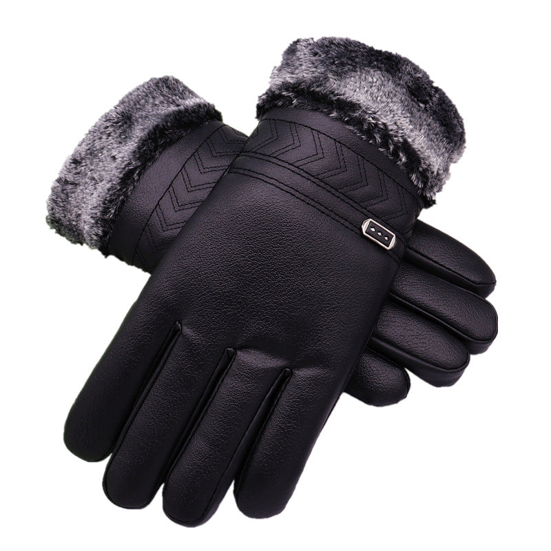 Men's Faux Deerskin Cotton Winter Warm Veet Padded Gloves