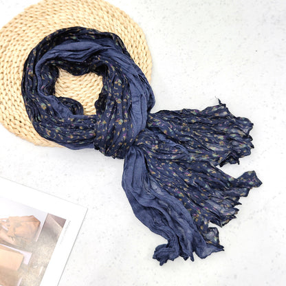 Women's Pleated Simple Silk Floral Shawl Bali Scarfs