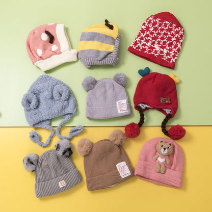 Children's Broken Color Deviation Hat Knitted Processing Kids' Headwear