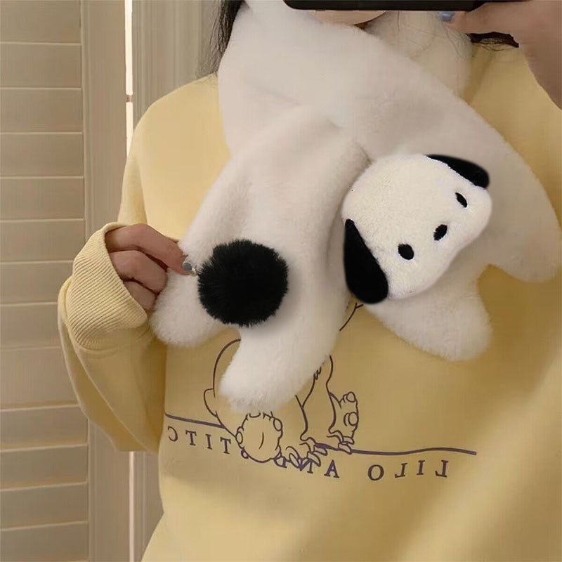 Women's Cute Stylish Versatile Solid Color Panda Plush Scarfs