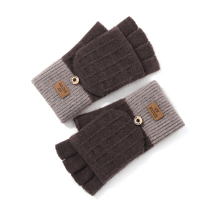 Women's Knitted Warm Outdoor Windproof Fleece-lined Korean Gloves