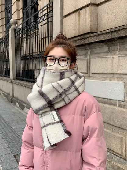 Women's Striped Korean Fashionable Versatile Winter Warm Scarfs