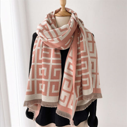 Women's Live Broadcast Artificial Cashmere Geometric Jacquard Scarfs