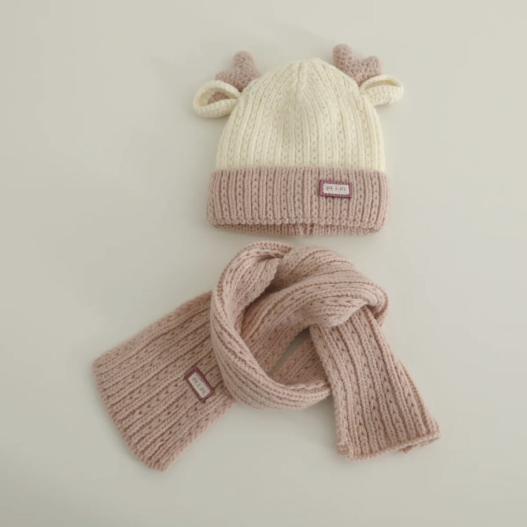 Hat Boys Knitted Woolen Two-piece Set Kids' Headwear