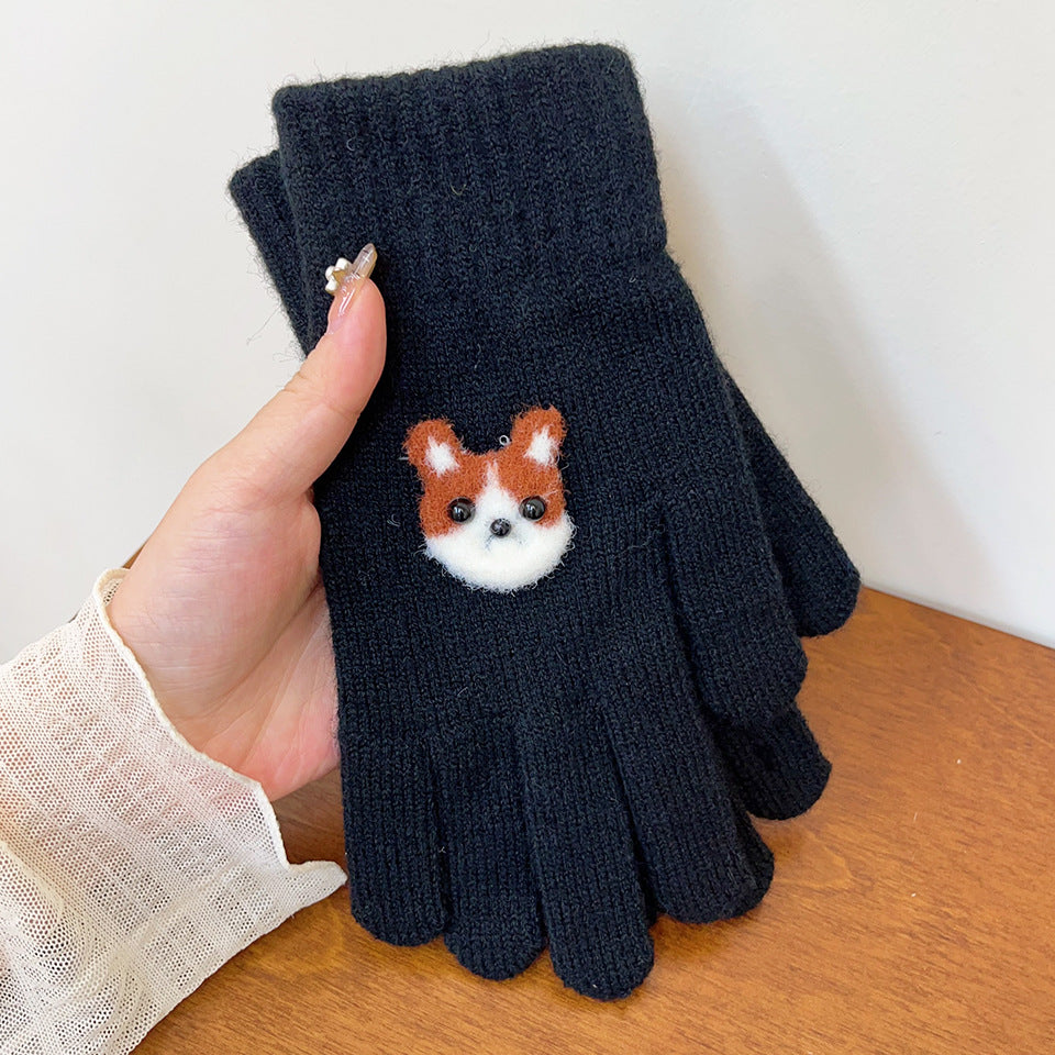 Women's Plush Small Animal Knitted Thermal Cold Protection Thickening Gloves